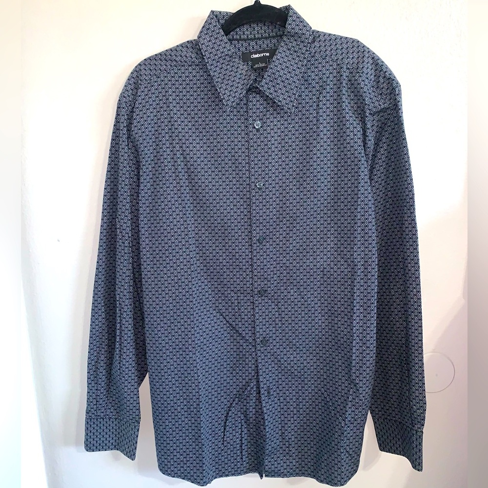 Claiborne men’s casual button down long sleeve 100% cotton size Large